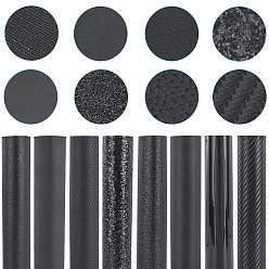 Черный ПВХ искусственная кожа ткань, поделки товары для рукоделия, прямоугольные, чёрные, 330x200x0.5 мм, 8 шт / комплект