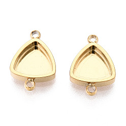 Настоящее золото 18K 304 оправы для кабошонов из нержавеющей стали, треугольные, ионное покрытие (ip), реальный 18 k позолоченный, лоток : 6x6.5 мм, 11.5x8x2 мм, отверстие : 1~1.2 мм