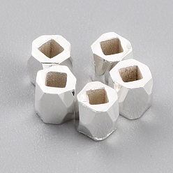 Посеребрённый Spacer бисер латунные, долговечный, граненые колонки, 925 серебро покрытием, 2.6x2.5 мм, отверстие : 1.2 мм