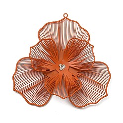 Шоколадный Напечатанные методом распыления 430 большие подвески из нержавеющей стали, гравированные металлические украшения, цветочный шарм, цвет шоколада, 50x49.5x8 мм, отверстие : 1.5 мм