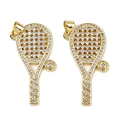 Другие Латунные микро проложить кубического циркония подвески, реальный 18 k позолоченный, без кадмия и без свинца, стойки покрытие, долговечный, ракетка, 34x18x3 мм, отверстие : 3.5x3.5 мм