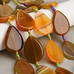 Peru Natural Banded Agate/Striped Agate Beads Strands, Dyed & Heated, Teardrop, Peru, 37.5~40.5x28~28.5x7.5~8mm, Hole: 2.5mm, about 8pcs/strand, 15.04~15.12''(38.2~38.4cm)