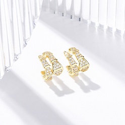 Настоящее золото 18K Серьги-манжеты из латуни с микропаве из прозрачного кубического циркония, без свинца и без кадмия, реальный 18 k позолоченный, 13x8 мм