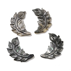 черная губная раковина Натуральные черные кабошоны для губ, перо, 27x18x2 мм