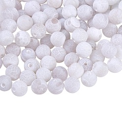 White 2 Strands Natural Weathered Agate Beads Strands, Dyed, Frosted, Round, White, 6mm, Hole: 1mm, about 64pcs/strand, 14.6 inch