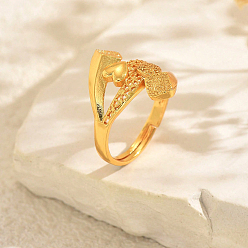 Настоящее золото 18K Регулируемые латунные открытые манжеты для женщин, реальный 18 k позолоченный, внутренний диаметр: 16мм~20мм