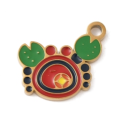 Краб 304 нержавеющей стальной эмали подвески, реальный 18 k позолоченный, краб, 13x15x1.5 мм, отверстие : 1.8 мм