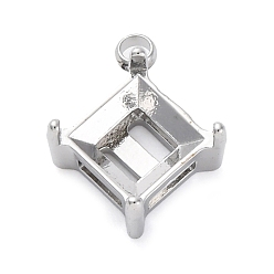 Rhombus 304 настройки гвоздя из нержавеющей стали, цвет нержавеющей стали, ромб, пригодный для стразов 6x6 мм, 12.5x10x5 мм, отверстие : 1.5 мм