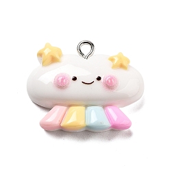 Cloud Подвески из смолы, с железной платиной петлей, облако, 20x25x8 мм, отверстие : 2 мм