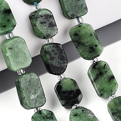 Рубин В Цоизита Натуральный рубин в цоизита бусин пряди, с бисером, прямоугольные, 9.5~14x7~10x4~6.5 мм, отверстие : 0.8~1 мм, около 25~31 шт / нитка, 14.96~15.75'' (38~40 см)