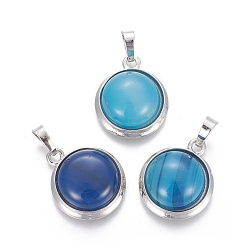 Натуральный Агат Природные подвески агат, с латунной фурнитурой , полукруглый, платина, 23~24x19~20x8~10 мм, отверстие : 8x5 мм