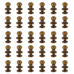Античная Бронза 30 наборы латунь с железной ручкой винт заклепка, заклепка соска с шаровой головкой, античная бронза, 10.5x9.5 мм, отверстие : 3.5 мм