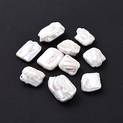 Antique White Natural Keshi Pearl Beads, Cultured Freshwater Pearl, No Hole/Undrilled, Rectangle, Antique White, 21~32x19~21x8~12.5mm