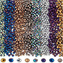 (52) Непрозрачная лаванда Гальванизируйте прозрачное стекло бисер нитей, полное покрытие, граненые, рондель, разноцветные, 8x5 мм, отверстие : 1 мм, 8 прядь / комплект