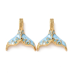 Темно-Голубой 304 нержавеющей стальной эмали подвески, прелести рыбий хвост, ионное покрытие (ip), реальный 18 k позолоченный, глубокое синее небо, 30.5x27x7 мм, отверстие : 6x3 мм