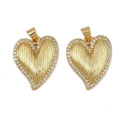 Сердце Латунные микро проложить кубического циркония подвески, долговечный, без кадмия и без свинца, стойки покрытие, реальный 18 k позолоченный, сердце, 22.5x18.5x4.5 мм, отверстие : 4.5x3.5 мм