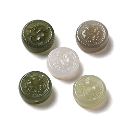 Nephrite Jade Натуральный нефритовый нефрит/бусины из нефрита Хэтянь, плоско-круглые, 15x4.5~6.5 мм, отверстие : 1.2 мм