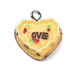 Сердце Подвески из смолы, с платиновым глазом, сердце, 17x16x7 мм, отверстие : 2 мм