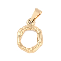 Letter O 304 подвески из нержавеющей стали, бамбуковый стиль, буквы, ионное покрытие (ip), реальный 18 k позолоченный, letter.o, 19x13x3 мм, отверстие : 3x7 мм