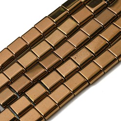 Темно-Золотистый Гальванические немагнитная синтетический гематит бисер пряди, квадратный, 2-луночное, темные золотарник, 6x6x3 мм, отверстие : 1.2 мм, около 69 шт / нитка, 15.55 дюйм (39.5 см)