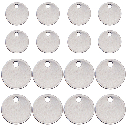 Нержавеющая Сталь Цвет 260 шт 2 стиль 304 подвески из нержавеющей стали, тиснение пустых тегов подвески, плоско-круглые, цвет нержавеющей стали, 8~10x0.8~1 мм, отверстие : 1 мм, 130 шт / стиль