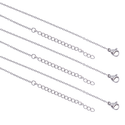 Stainless Steel Color 304 Stainless Steel Cable Chain Necklace, with Lobster Claw Clasps, Stainless Steel Color, 12pcs/box