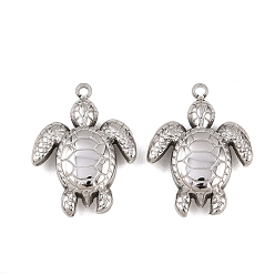 Нержавеющая Сталь Цвет 304 подвески из нержавеющей стали, очарование черепахи, цвет нержавеющей стали, 20.5x15.5x5 мм, отверстие : 1.2 мм