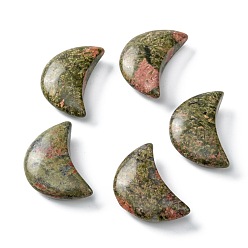 Unakite Natural Unakite Beads, No Hole/Undrilled, for Wire Wrapped Pendant Making, Moon, 34~35x22x7~10mm