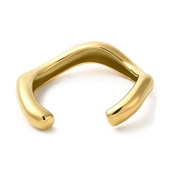 Настоящее золото 18K 304 из нержавеющей стали манжеты браслеты, волна, реальный 18 k позолоченный, внутренний диаметр: 2-3/8 дюйм (5.9 см)