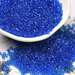 Синий Прозрачные цветные стеклянные круглые бусины, синие, 2~2.5x1.5 мм, отверстие : 1 мм, Около 28125 шт / фунт