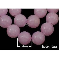 Pearl Pink Natural Yellow Jade Beads, Dyed, Round, Pearl Pink, 4mm, Hole: 1mm