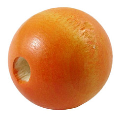 Оранжевый Природных шарики древесины, бусины макраме большая дырочка, без свинца, окрашенные, круглые, оранжевые, 24~25 мм, отверстие : 5 мм