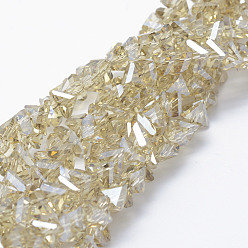 Pale Goldenrod Electroplate Glass Beads Strands, Pearl Luster Plated, Triangle, Faceted, Pale Goldenrod, 4.5x6x4.5mm, Hole: 0.5mm, about 100~101pcs/strand, 13.3 inch(34cm)