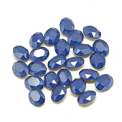 Капри Синий Сделай сам указал назад k 9 стеклянные кабошоны со стразами, случайное цветное покрытие, стиль мокко, граненые, овальные, Капри синий, 8x6x3.5 мм