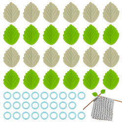 (52) Непрозрачная лаванда Наборы маркеров для фиксирующих стежков, В комплект входят пластиковые маркеры для вязания петель., Листовые пищевые экологически чистые силиконовые бусины, разноцветные, Кольца: 11.5x1 мм, внутренний диаметр: 7.5 мм, 60шт; бисер: 24~24.5x19~19.5x7~7.5мм, 12 шт / цвет, 24 шт