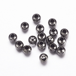 Bronze Fer perles d'entretoise, ronde, gris anthracite, 3x3mm, Trou: 1.2mm, environ20000 pcs / 1000 g