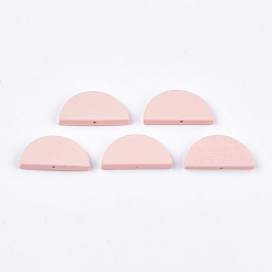 Pink Расписные бусы из натурального дерева, полукруг, розовые, 15x30x4 мм, отверстие : 1.5 мм