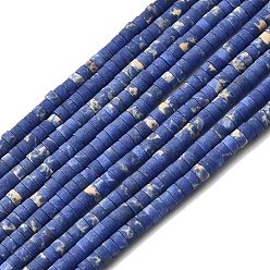 Темно-Синий Окрашенные нити синтетических бус императорской яшмы, матовые, Плоский круглый / диск, Heishi бусы, темно-синий, 4~4.5x2~2.5 мм, отверстие : 0.9 мм, около 160~163 шт / нитка, 14.53''~14.72'' (36.9~37.4 см)