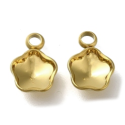 Настоящее золото 18K Ионное покрытие (ip) 304 подвеска из нержавеющей стали с кабошоном, цветок, реальный 18 k позолоченный, лоток : 6x6 мм, 10x7x2.5 мм, отверстие : 1.6 мм