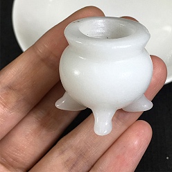 Белый Нефрит Натуральный белый нефритовый кадило в форме дисплея, подставка-держатель для хрустальной сферы, 30x30 мм