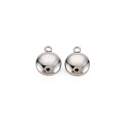 Stainless Steel Color Non-Tarnish 304 Stainless Steel Charms, Flat Round, Stainless Steel Color, 10x8x4.5mm, Hole: 1.4mm