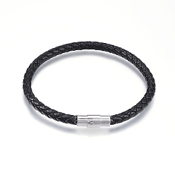 Mixed Color Braided Leather Bracelet Making, with Magnetic Stainless Steel Clasps, Mixed Color, 8-1/2 inch(215mm), 5mm
