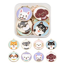 (52) Непрозрачная лаванда 16 шт 8 стильные подвески из экологически чистого сплава с эмалью, плоская круглая с собакой/сиба-ину, золотой свет, разноцветные, 27~28x24.5~25.5x1~1.5 мм, отверстие : 1.6~2 мм, 2 шт / стиль