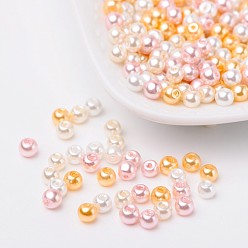 Mixed Color Barely Pink Mix Pearlized Glass Pearl Beads, Mixed Color, 4mm, Hole: 1mm, about 400pcs/bag
