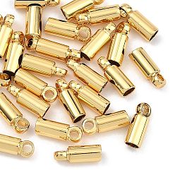 Real 18K Gold Plated SHEGRACE Brass Cord Ends, End Caps, Column, Cadmium Free & Nickel Free & Lead Free, Long-Lasting Plated, Real 18K Gold Plated, 3x3x7mm, Hole: 1.2mm