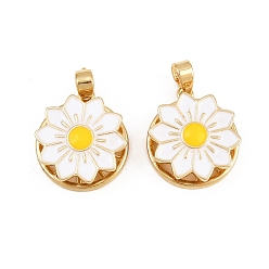 Золотой Вращающиеся латунные эмалевые подвески, , золотые, 17x15x6 мм, отверстие : 5x2.5 мм