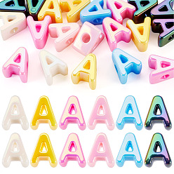 Letter A 20 Stück UV-beschichtete, opake europäische Acrylperlen, große, irisierende Perlen, Gemischte Farbe, Buchstabe a, 21x18.5x13.5 mm, Bohrung: 6 mm