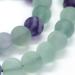 Fluorite Natural Fluorite Beads Strands, Frosted, Round, 6mm, Hole: 0.8mm, about 62pcs/strand, 14.9 inch(38cm)