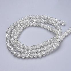 Clear Spray Painted Crackle Glass Beads Strands, Round, Clear, 8mm, Hole: 1.3~1.6mm, about 100pcs/strand, 31.4 inch