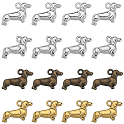 (52) Непрозрачная лаванда 80 шт 4 цвета подвески из сплава в тибетском стиле, собака, разноцветные, 13x18x3 мм, отверстие : 1.6 мм, 20 шт / цвет